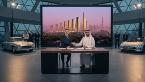 Mathias Geisen and Muhammad Binghatti sign the contract for the joint project “Mercedes Benz Places | Binghatti City”