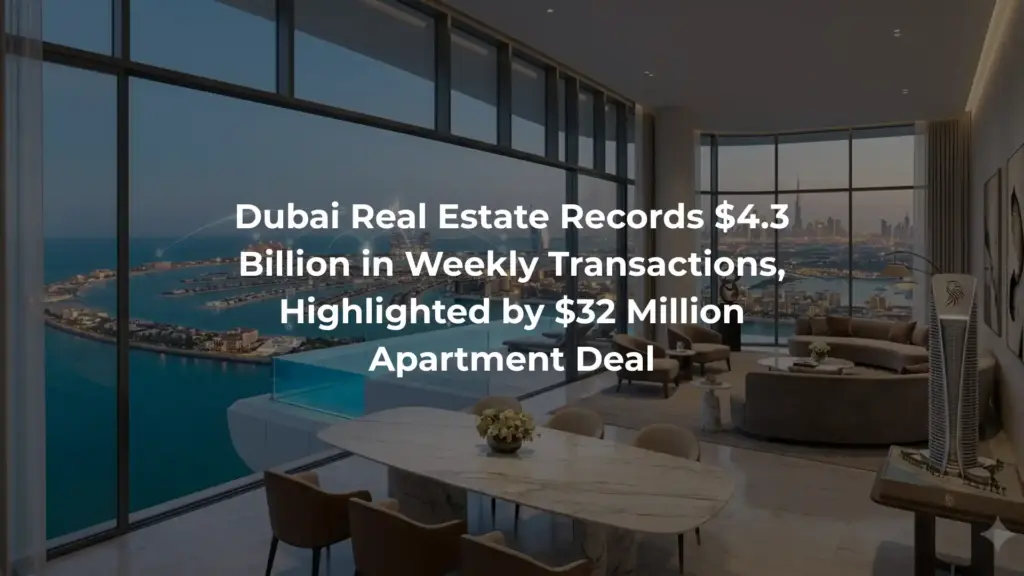 Dubai Real Estate Records $4.3 Billion in Weekly Transactions, Highlighted by $32 Million Apartment Deal