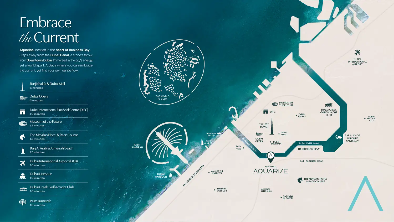 Binghatti Aquarise: Waterfront Luxury Living in the Heart of Business Bay, Dubai Location Map
