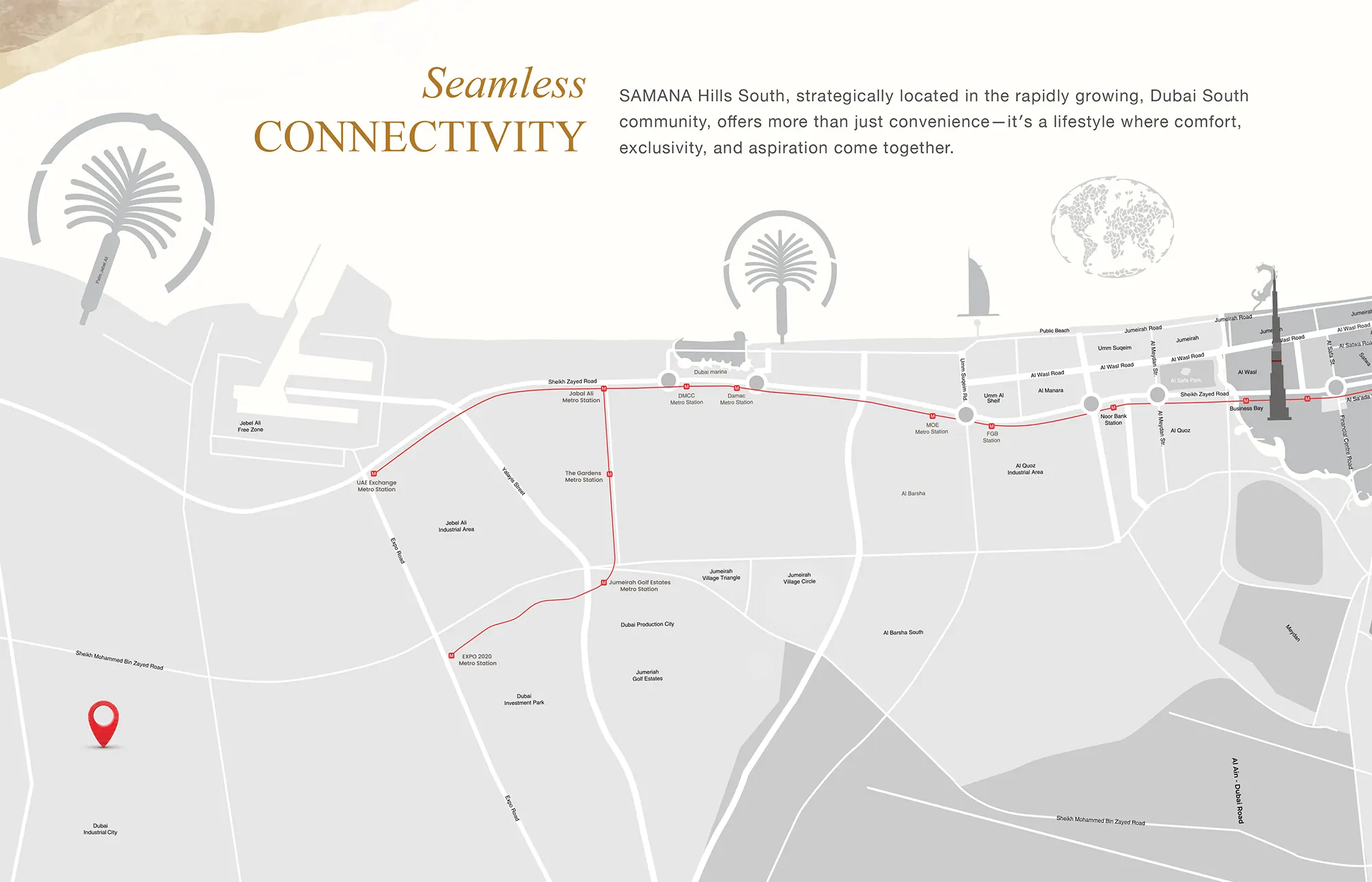 Samana Hills South at DIC, Dubai – SAMANA Developers Location Map