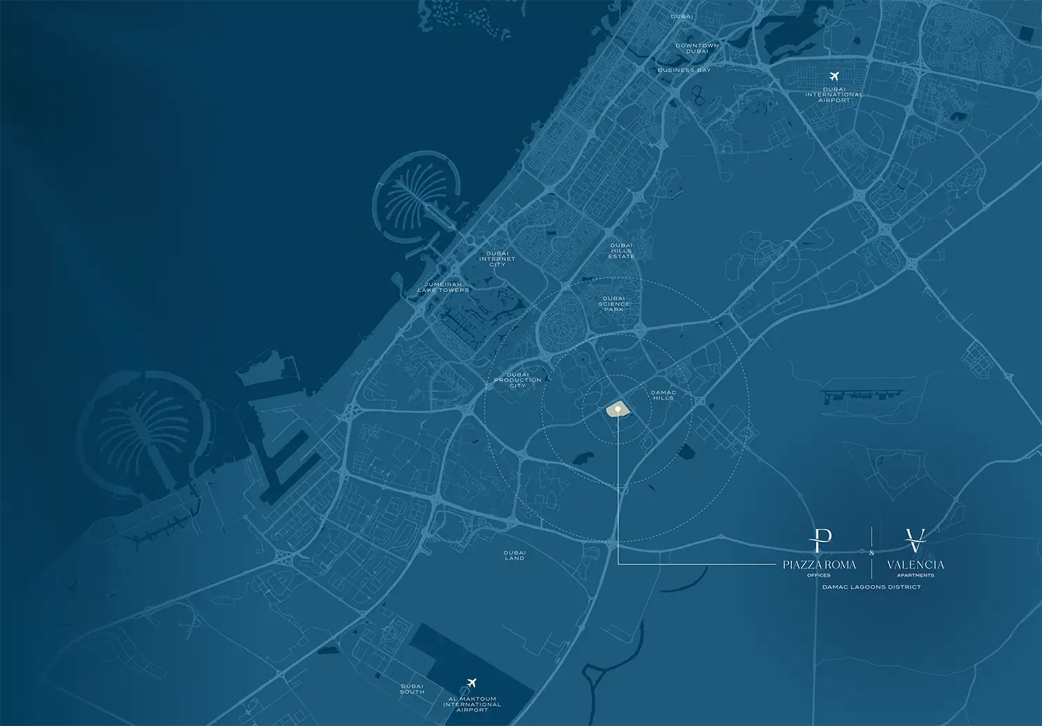 Piazza Roma – The Future of Commercial Space in Damac Lagoons Location Map
