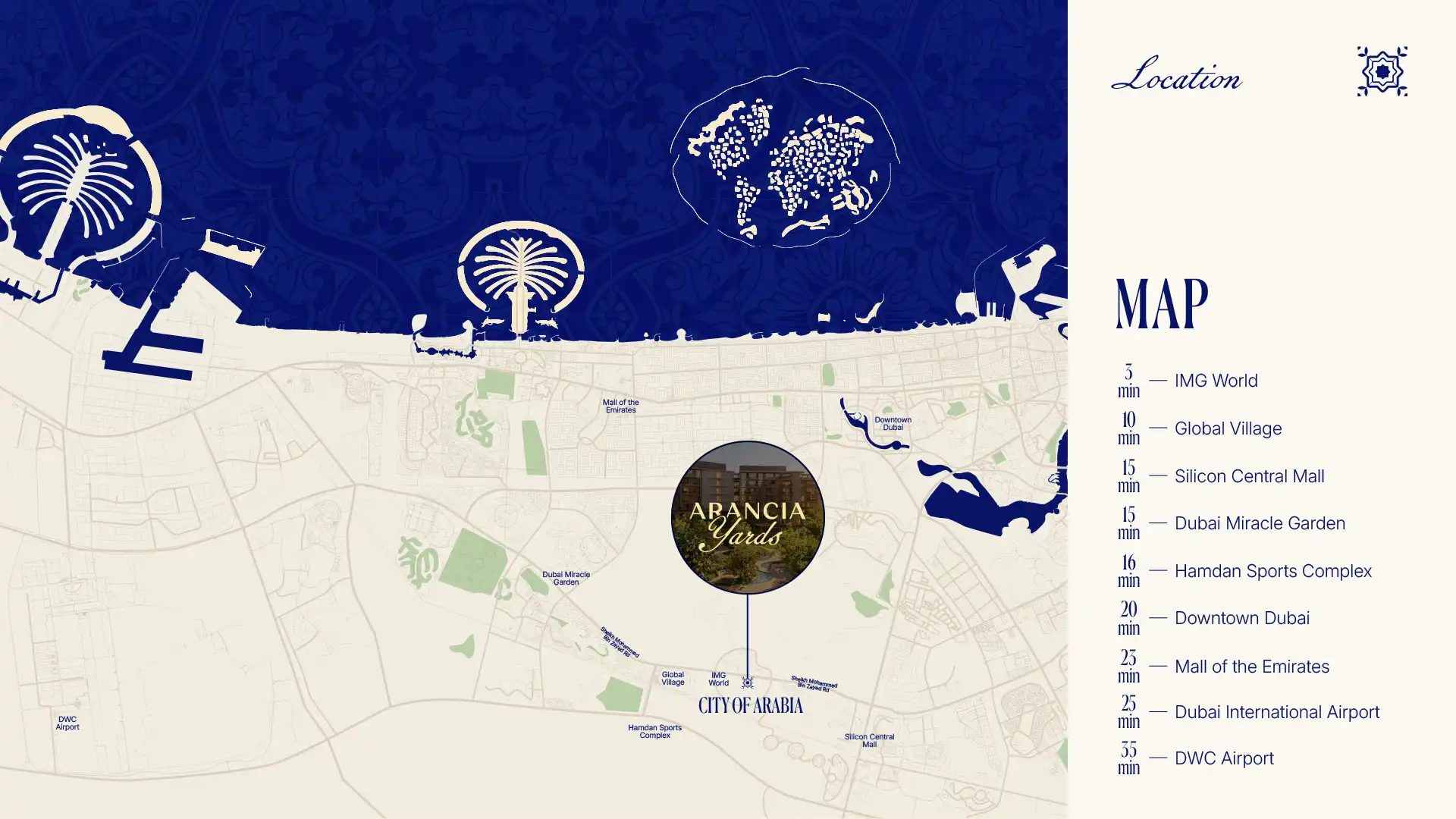 Arancia Yards By Beyond at City Of Arabia, Dubai Location Map