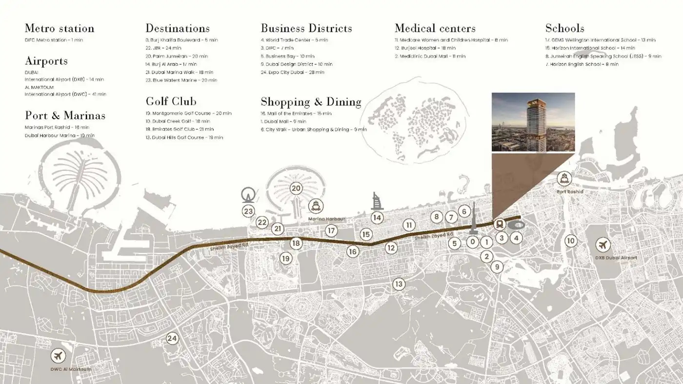 Sol Luxe Tower at Sheikh Zayed Road – Sol Properties Location Map