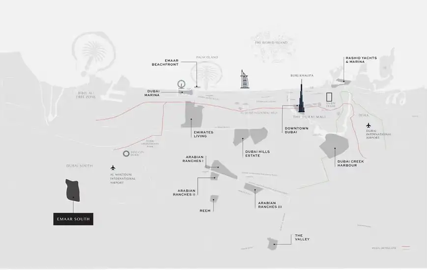 Golf Trails – golf-inspired living in the heart of Emaar South Location Map