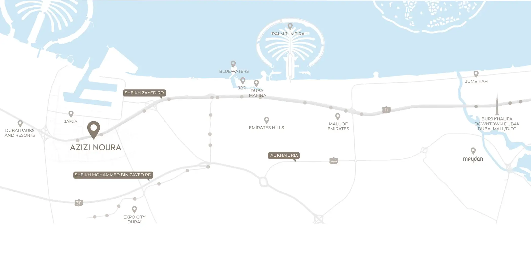 Azizi Noura by Azizi Developments – Downtown Jebel Ali, Dubai Location Map