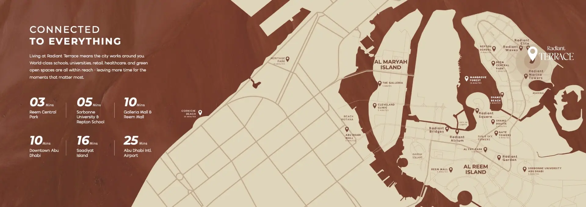 Radiant Terrace – thoughtfully designed living on Al Reem Island Location Map
