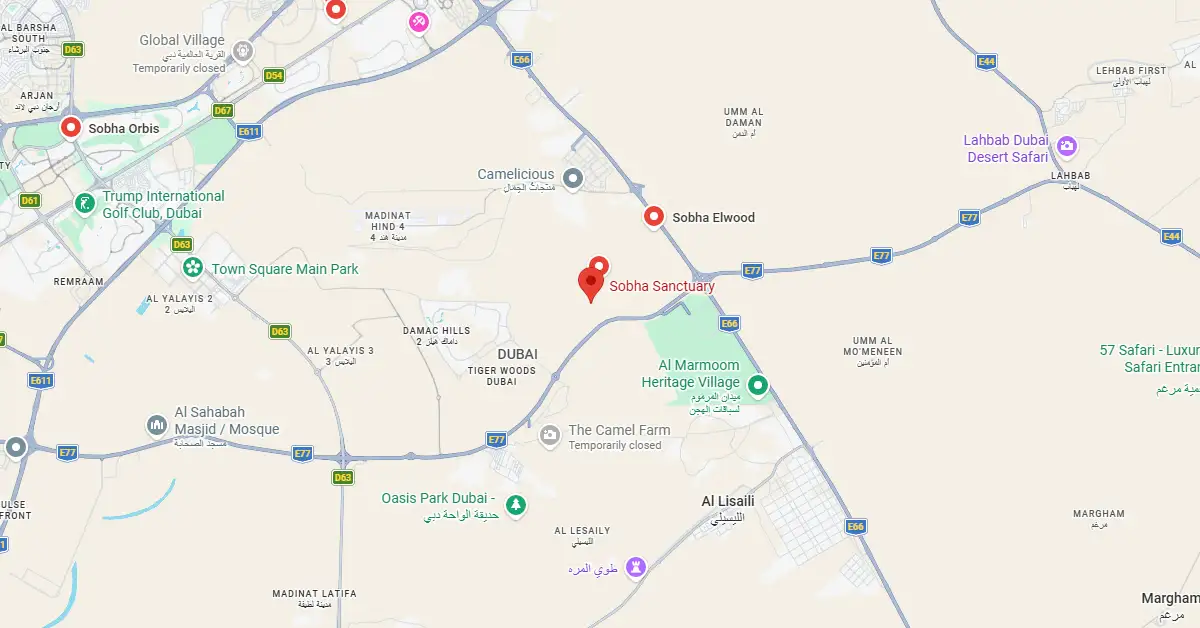 The Grove by Sobha Group – Sobha Sanctuary, Dubai Location Map