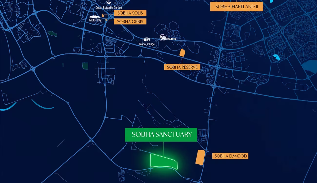 The Brooks by Sobha Group – Sobha Sanctuary, Dubai Location Map