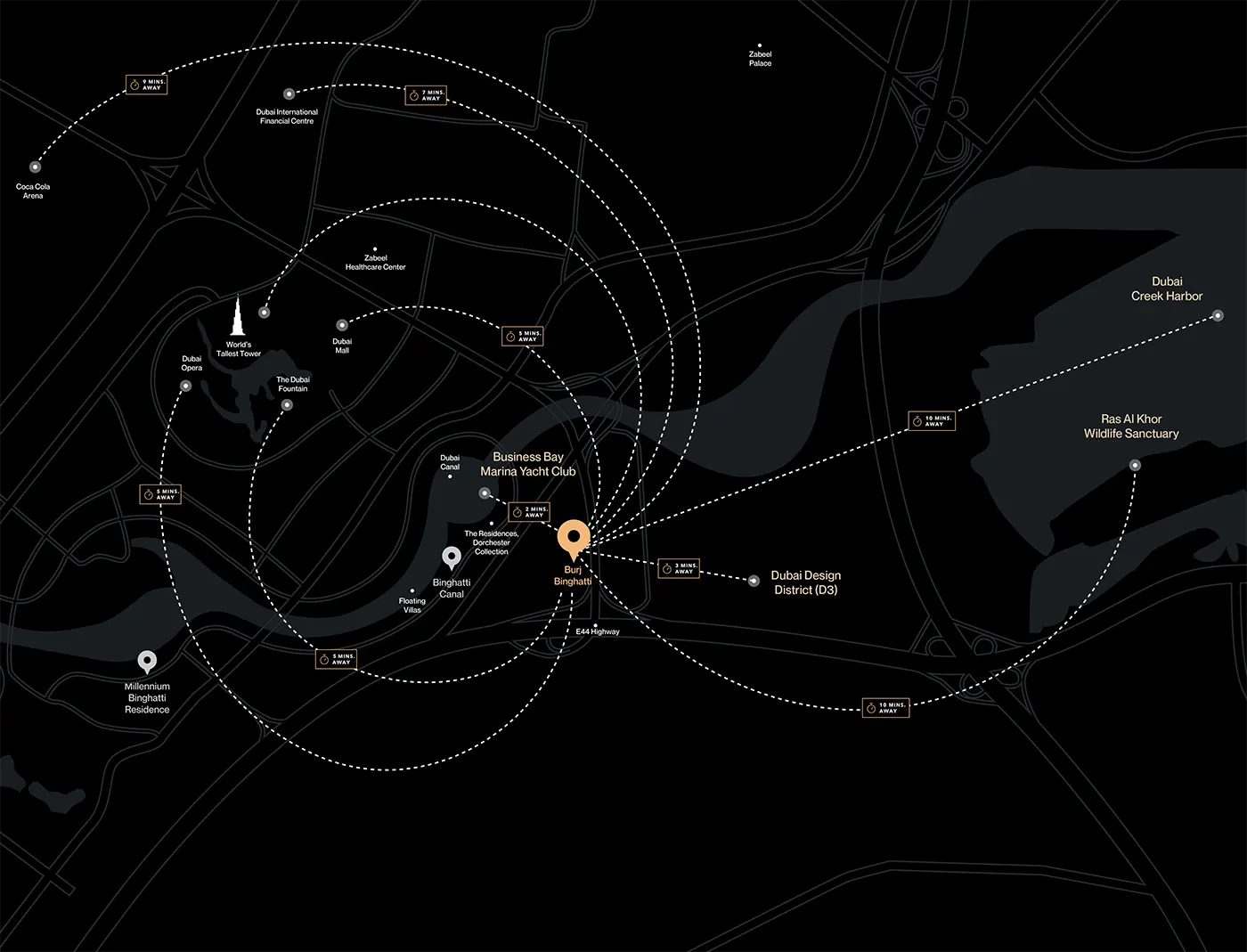 Burj Binghatti by Binghatti Developers – Business Bay, Dubai Location Map