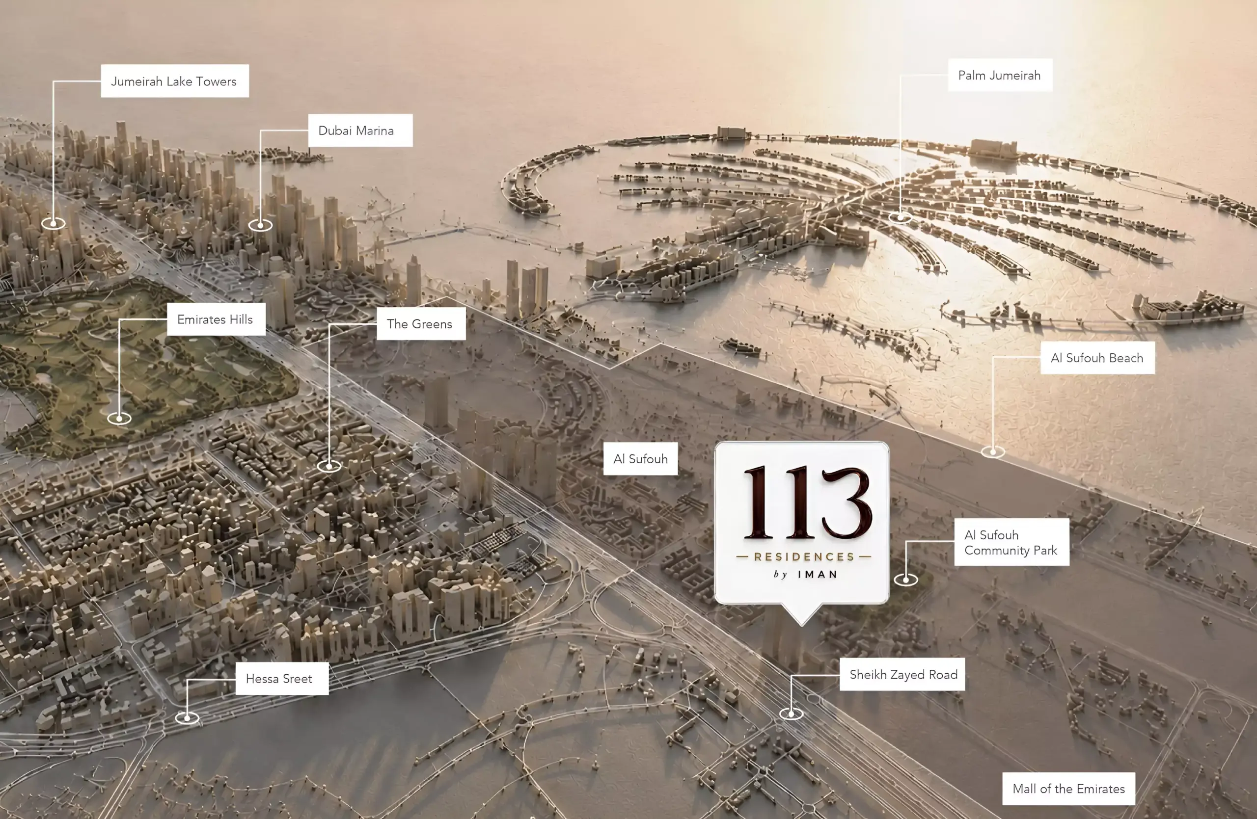 113 Residences at Al Sufouh, Dubai by IMAN Developers Location Map