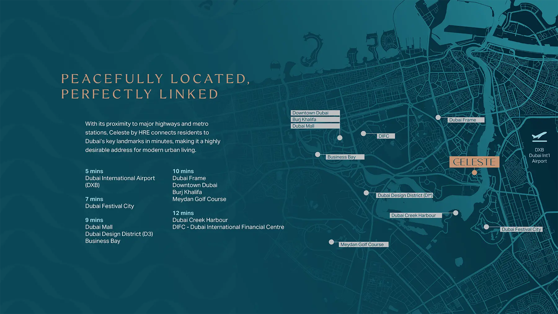 Celeste at Al Jaddaf, Dubai by HRE Development Location Map