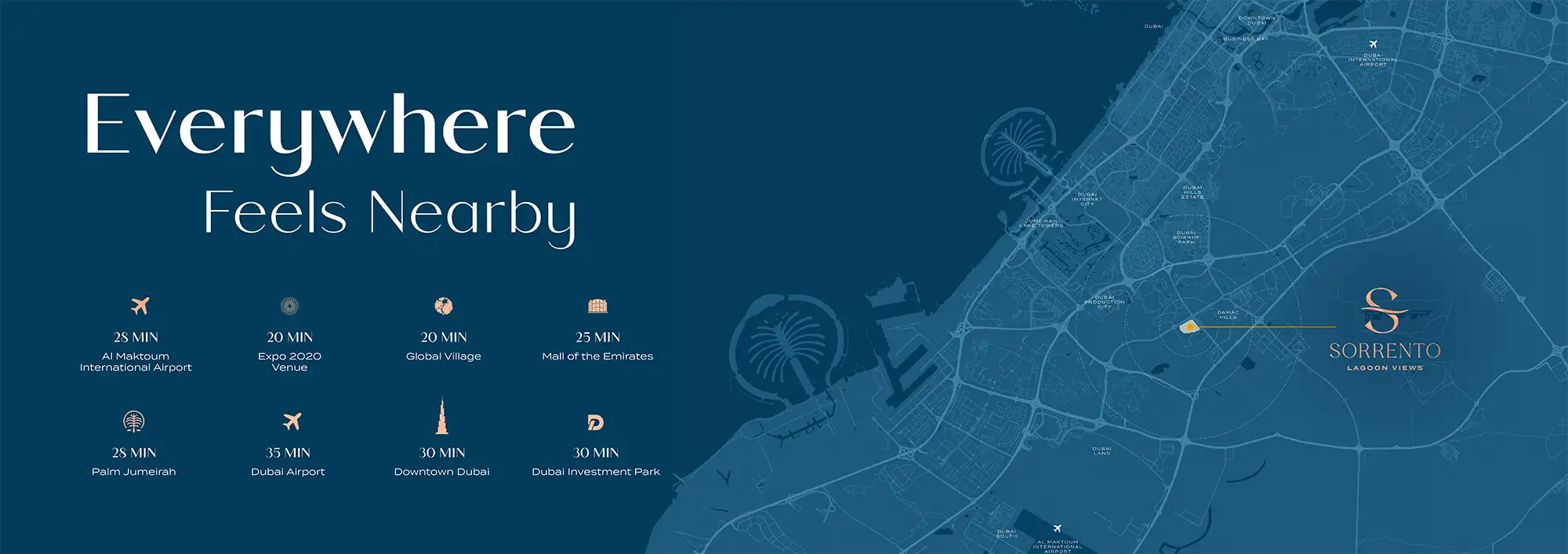 Sorrento at DAMAC Lagoons, Dubai by DAMAC Properties Location Map