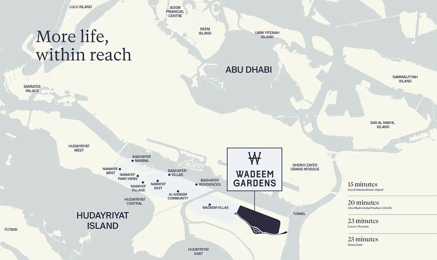 Wadeem Gardens at Hudayriyat Island by Modon Properties – Abu Dhabi Location Map