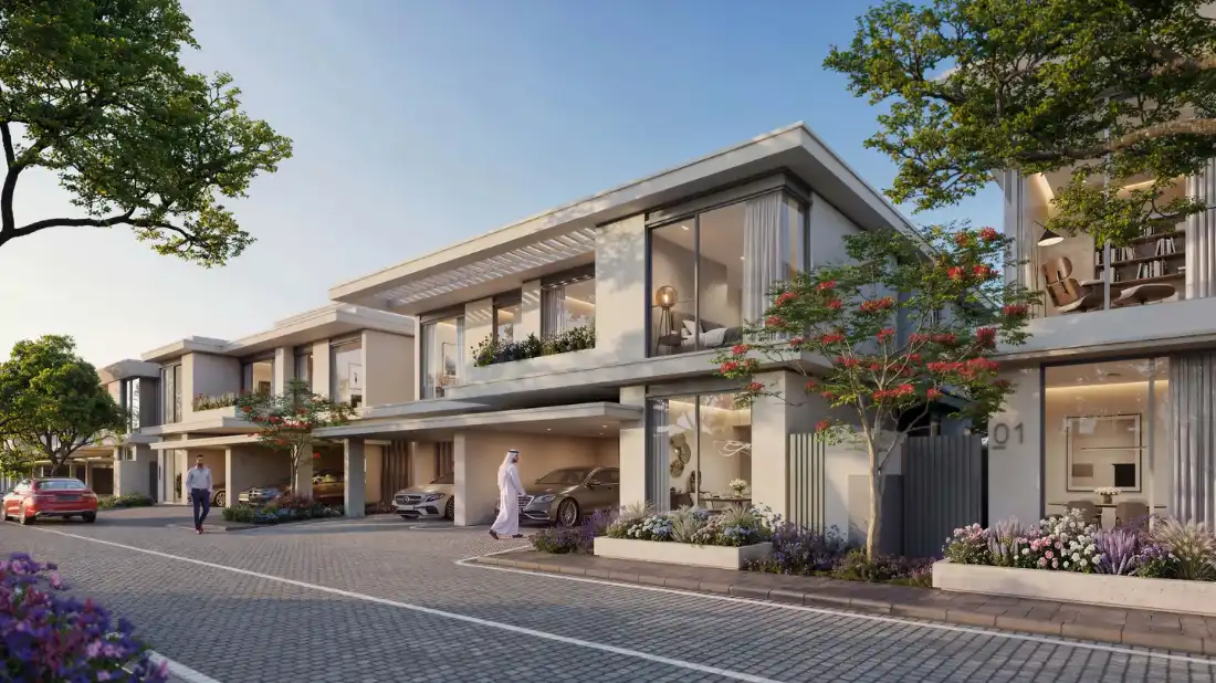 Azizi Soffiano villa frontage with open terraces and greenery