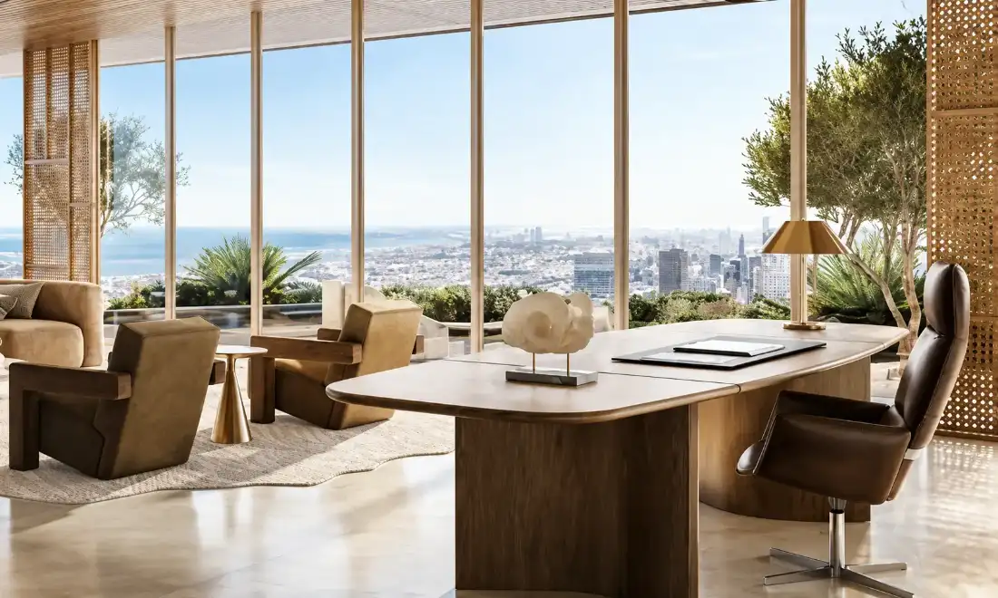 Christian A. Rockefeller Business Tower executive office with city view