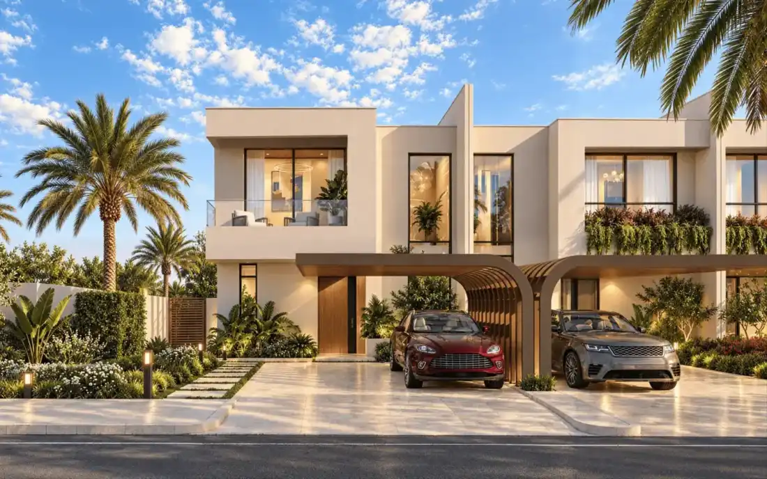 Manchester City Yas Residences Phase 2 townhouse façade with landscaped garden
