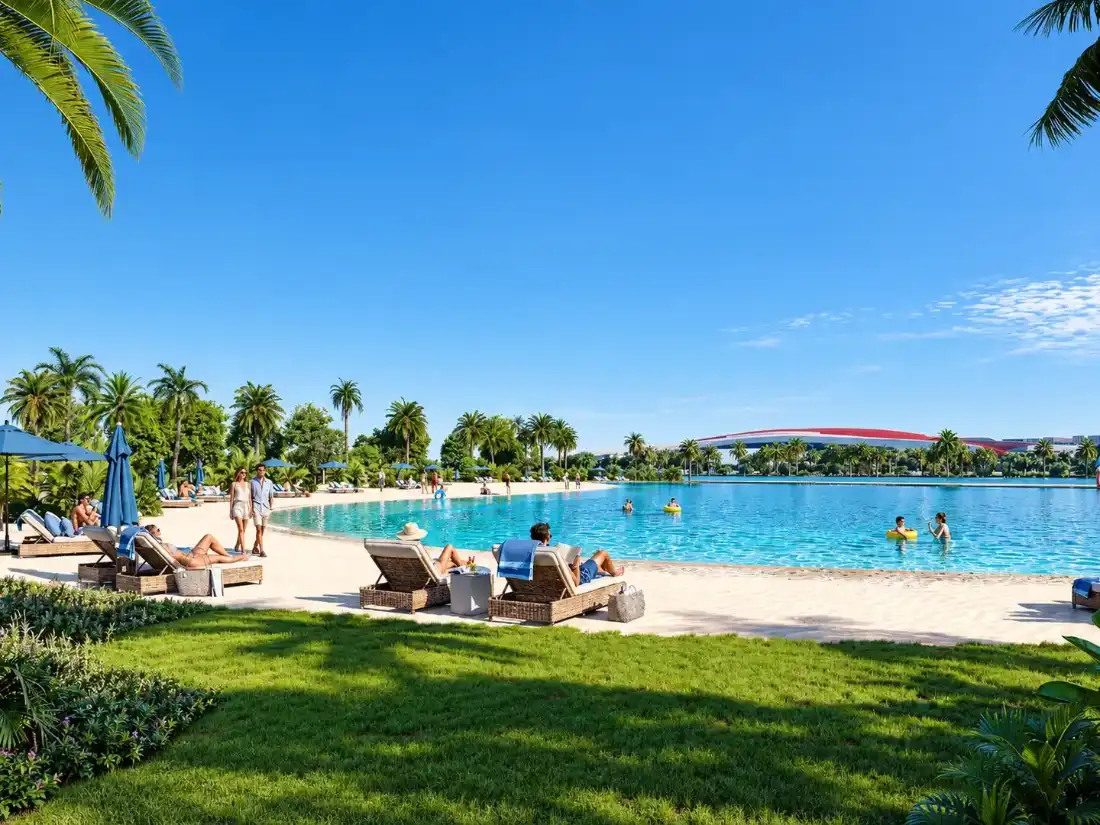 Lagoon beach at Manchester City Yas Residences by Ohana