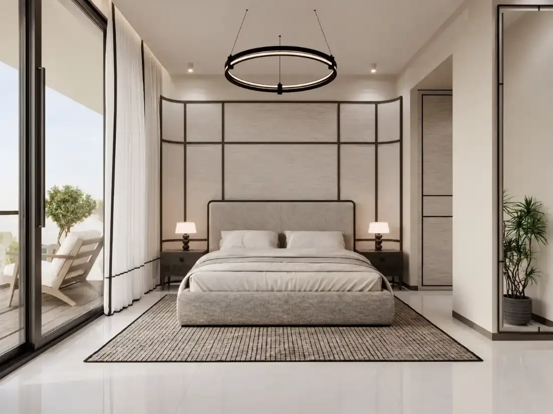 Marquis Aura bedroom interior with neutral palette