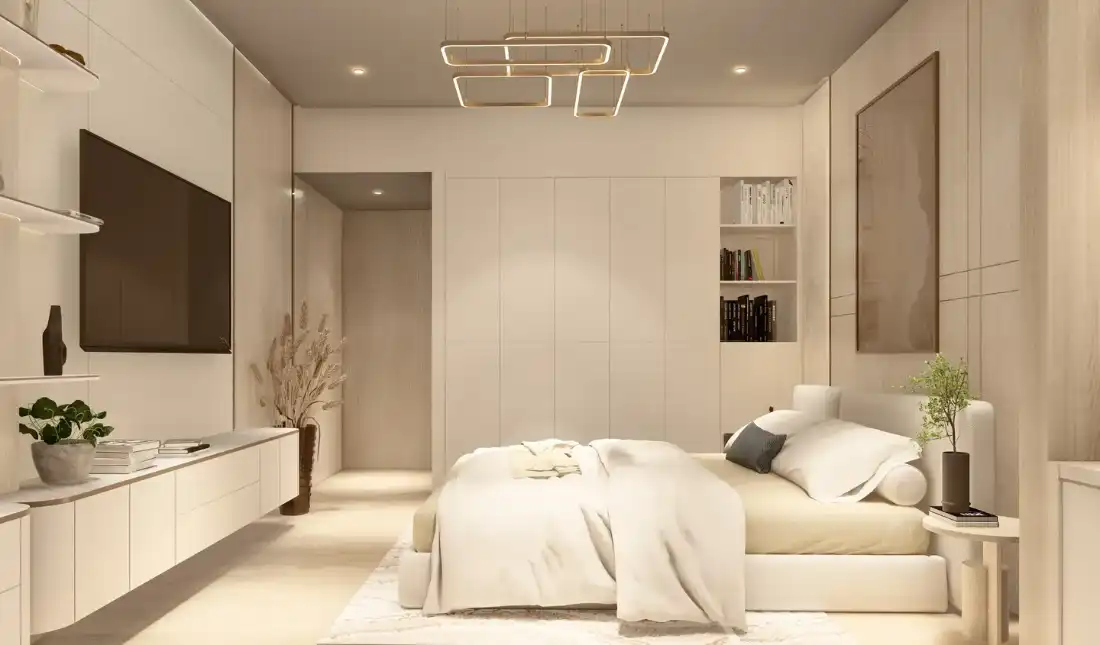 Merdan Residence bedroom interior with soft lighting