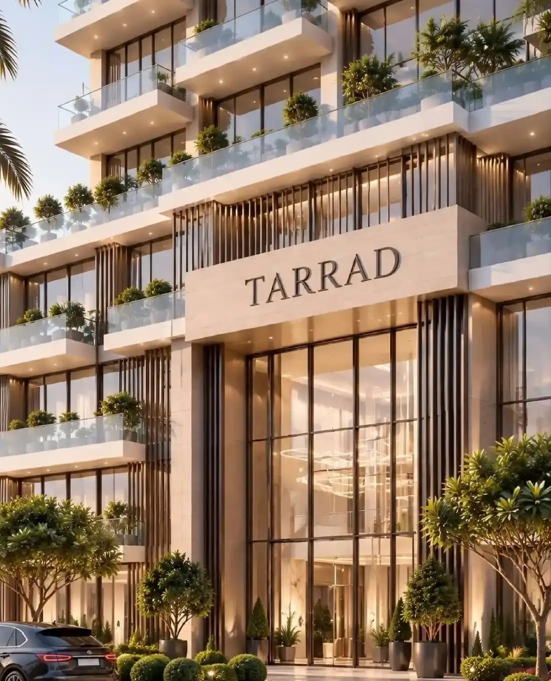 Saeed Tarrad Downtown Jebel Ali entrance with landscaped podium