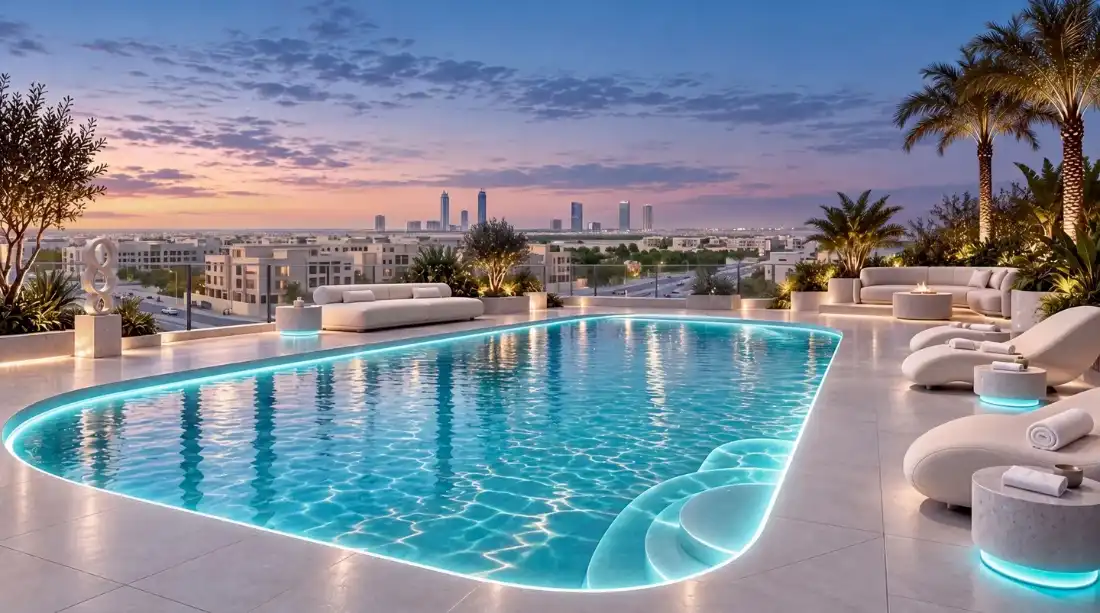 Samana Downtown One rooftop swimming pool with skyline views