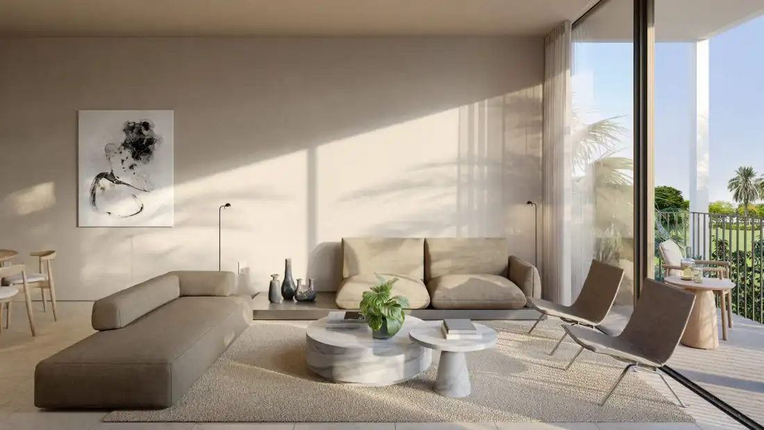 Tessera apartment living room with large windows