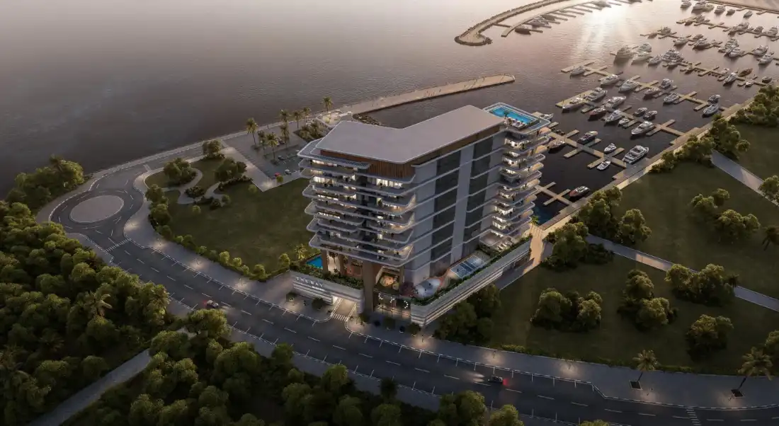 Aerial view of The Bay Interiors by Missoni on Dubai Islands Island A
