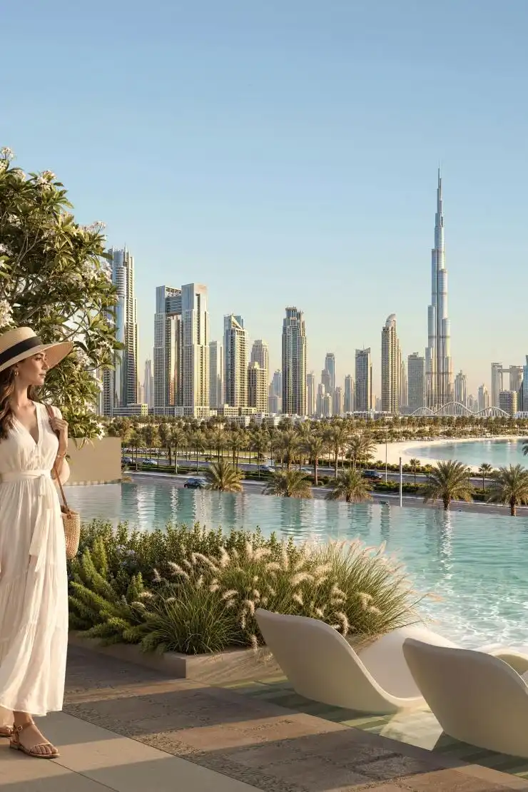The Level by BI Group podium infinity pool with Burj Khalifa view