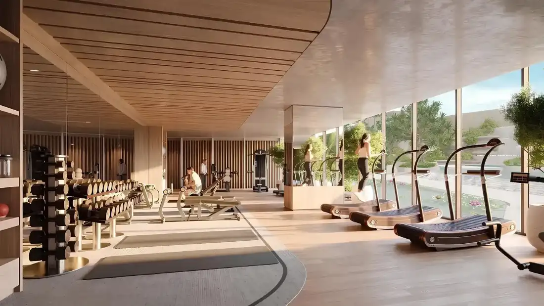 The Views by Ardee fitness centre with treadmills and garden views