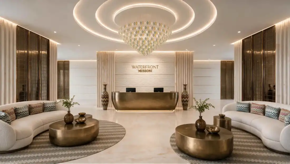 Waterfront by Missoni lobby with Missoni-inspired interiors