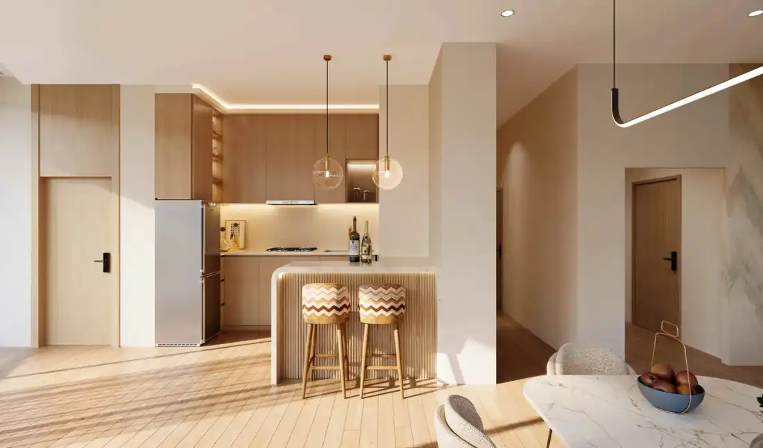 Waterfront by Missoni kitchen with light oak and bronze finishes